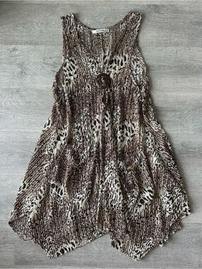 Paradise USA Brown & Cream Leopard print Sleeveless Boho Tunic / Mini dress